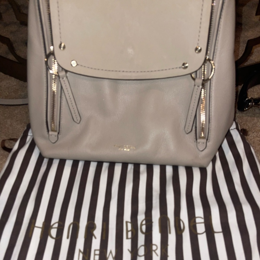 Henri Bendel Gray Leather Purse with Silver Hardware